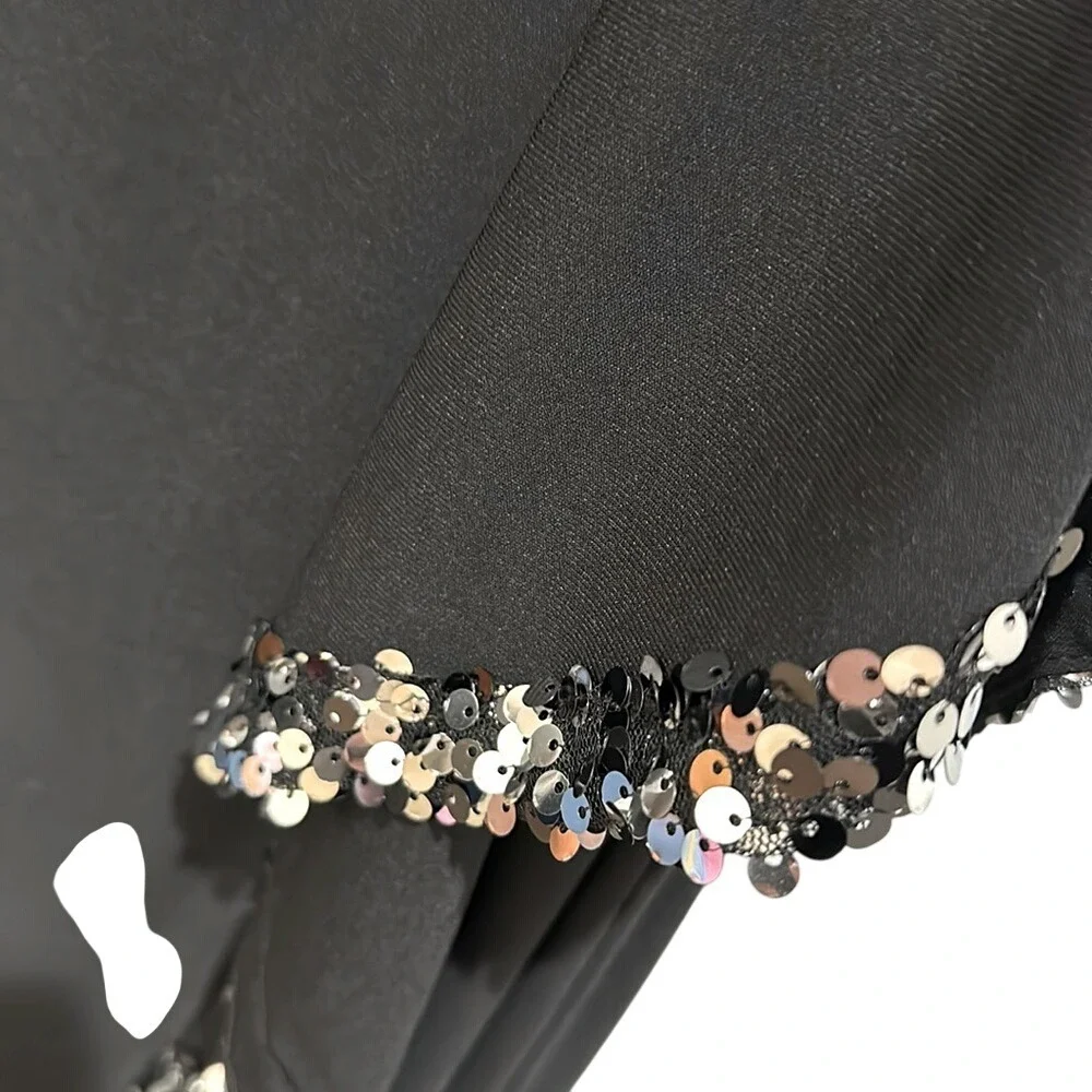 Betsy Adam Black One Shoulder Sequin Trim Formal Cocktail Dress Size‎ 12 Holiday